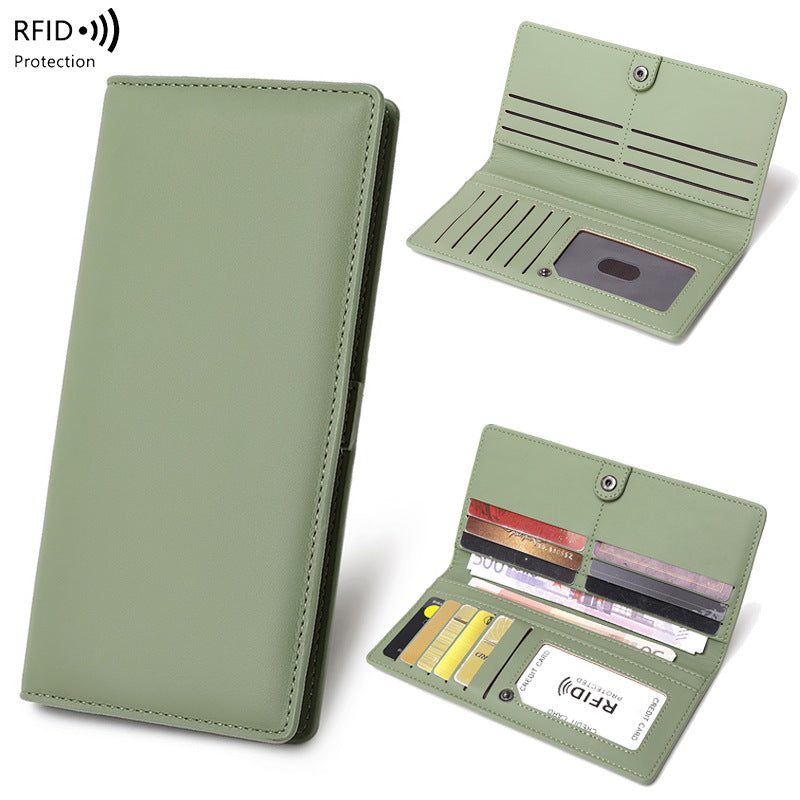 RFID Anti-Theft Wallet PU Simple Portable With Zipper And Multiple Card Slots
