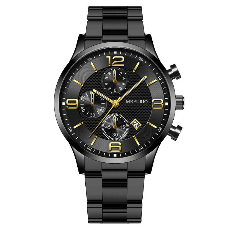 Fashion Numbers Three-eye Calendar Men's Watch