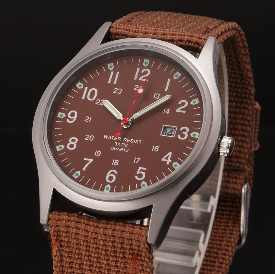 Watches Fabric Band Military Calendar Army Clock